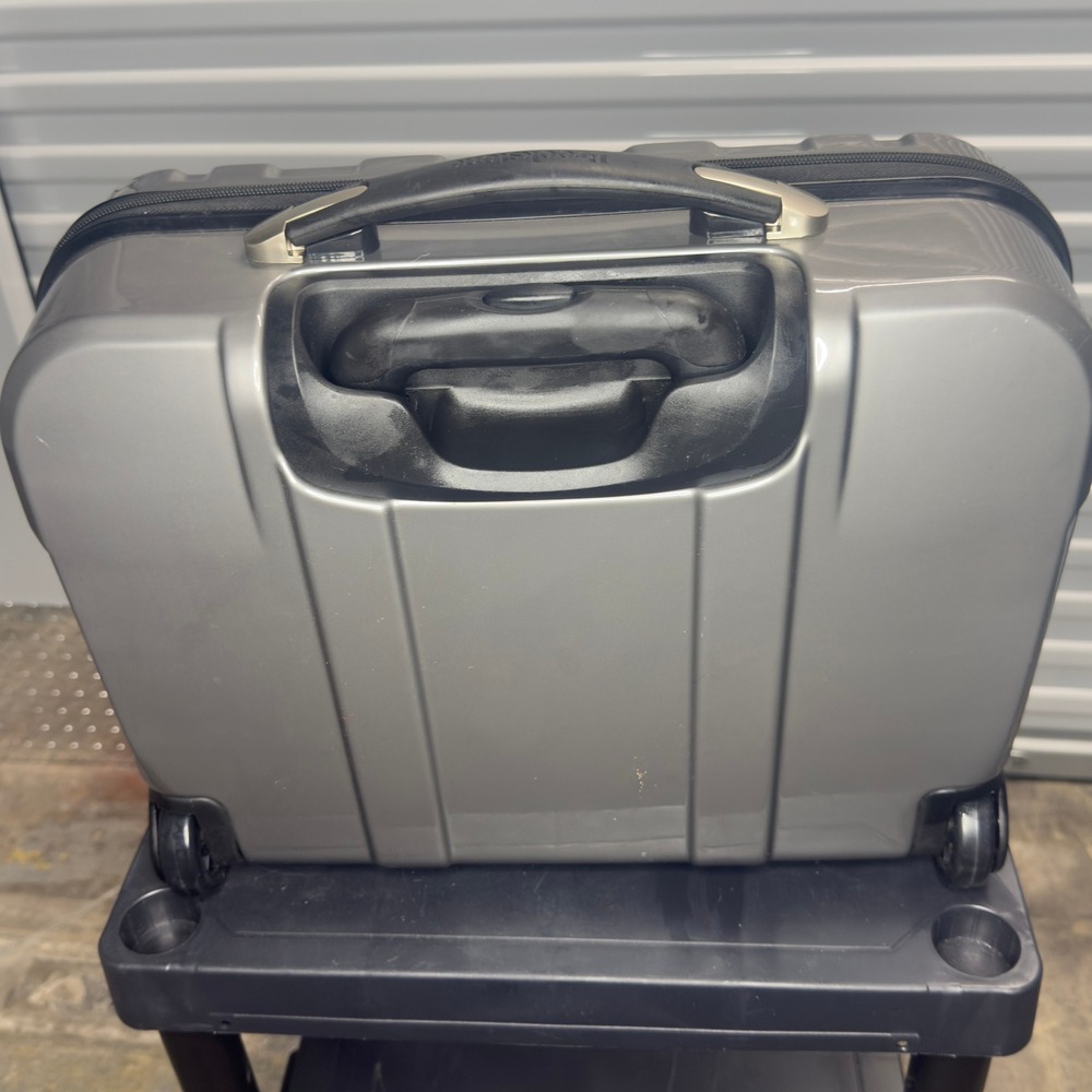 Brookstone Dash 2.0 Hardside Underseat Spinner Luggage Silver Rolling Briefcase - Picture 3 of 11